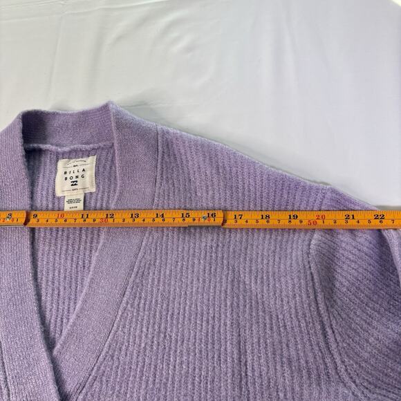 Billabong Cardigan Women’s Purple Oversized Knit V-Neck Button Front Sweater - Picture 6 of 9